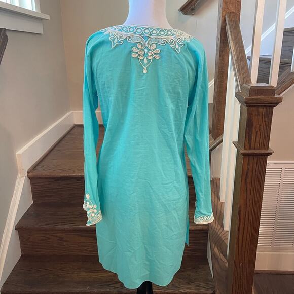 Bella Tu Sea Foam Green Embroidered Cotton Tunic Size Small - Picture 4 of 9